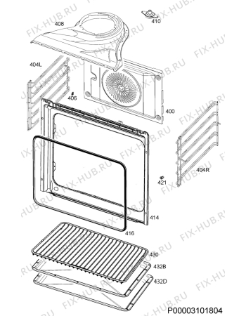 Взрыв-схема плиты (духовки) Electrolux EOB6410BOX - Схема узла Oven